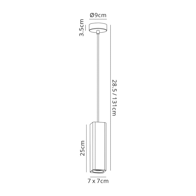 Ambleside Rectangular Pendant 1 Light White Paintable - Polished Chrome
