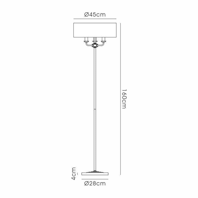 Banham Floor Lamp with 3 Lights  Antique Brass & Taupe