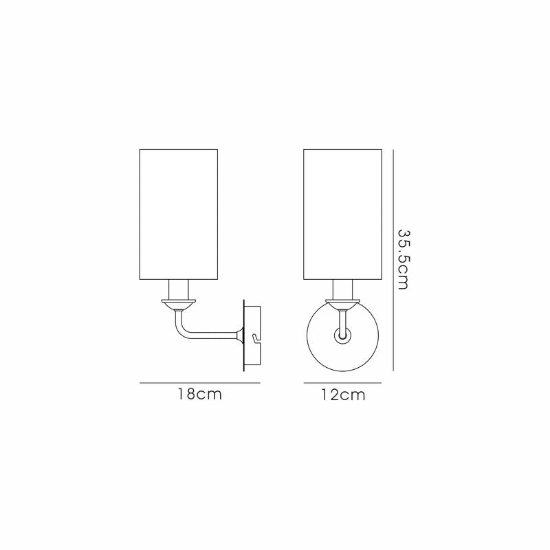 Banham Wall Lamp 1 Light Black - Ivory