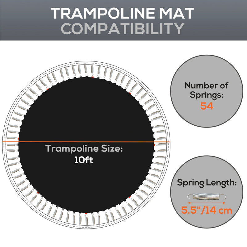 SPORTNOW Trampoline Mat with 54 V-Hooks, for 10ft Trampoline, Black