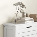 HOMCOM Narrow Shoe Storage Cabinet with 3 Flip Drawers, White