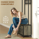 HOMCOM Industrial Hall Tree Coat Rack Stand with Shoe Cabinet