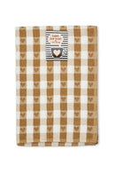 Hearts - Jumbo Heavy Weight Check Tea Towel with Heart Detail in Beige