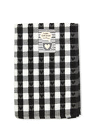Hearts - Jumbo Heavy Weight Check Tea Towel with Heart Detail in Black