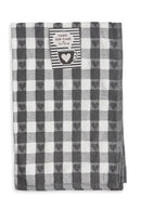 Hearts - Jumbo Heavy Weight Check Tea Towel with Heart Detail in Silver