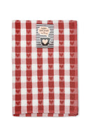 Hearts - Jumbo Heavy Weight Check Tea Towel with Heart Detail in Red