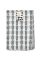 Hearts - Jumbo Heavy Weight Check Tea Towel with Heart Detail in Silver
