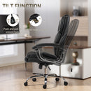 HOMCOM Office Chair 180kg, High Back Desk Chair with Spring Cushion, Black
