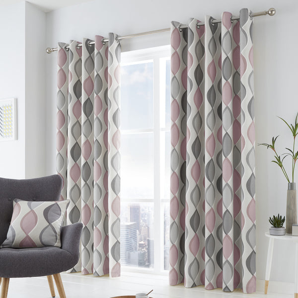 Fusion Lennox Eyelet Curtains in Blush