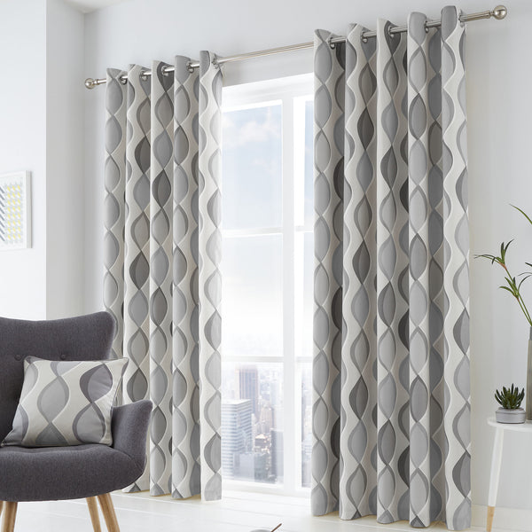Fusion Lennox Eyelet Curtains in Grey