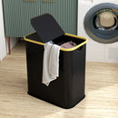 HOMCOM 80L Collapsible Laundry Hamper, Washing Basket for Bathroom, Black