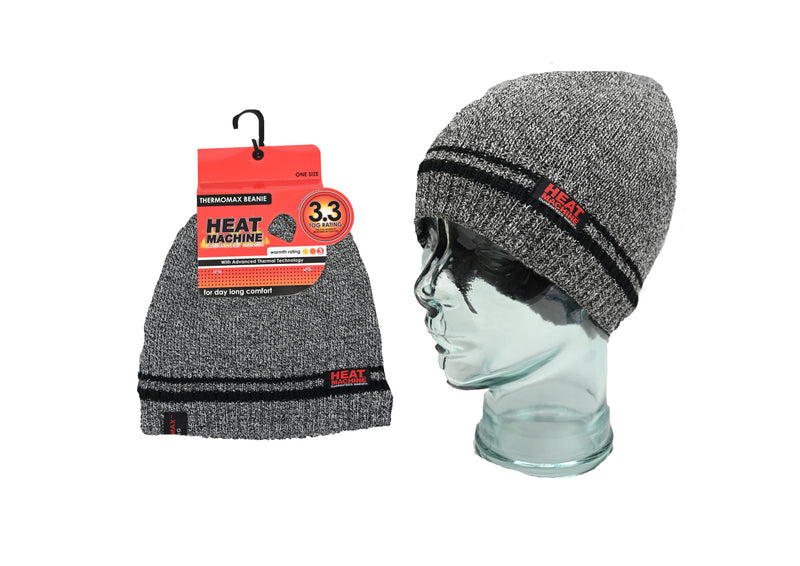 Heat Machine 2 Stripe Beanie Hat - Grey