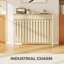 HOMCOM Radiator Cover with Drawer and Vertical Slats Oak
