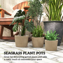 Outsunny Seagrass Plant Pots Flower Planters Bohemian Style Set of 3 Natural