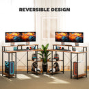 HOMCOM Computer Desk Reversible Home Office Desk With Storage