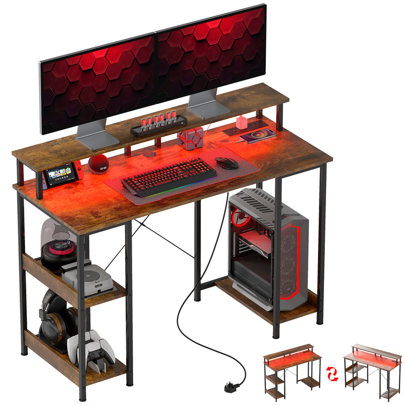 HOMCOM Computer Desk Reversible Home Office Desk with Storage
