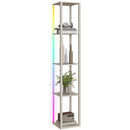 HOMCOM RGB LED Floor Lamp with Shelves and Remote Control for Bedroom
