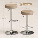 HOMCOM Bar Stools Set Of 2, Height Adjustable Breakfast Bar Chairs, Brown