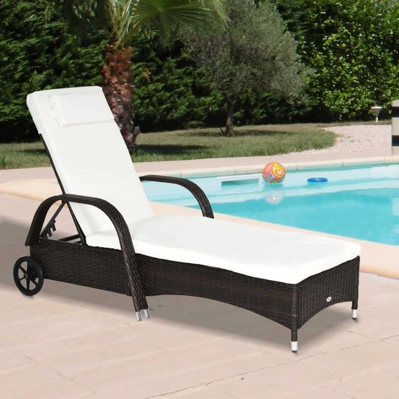 Outsunny  Rattan Sun Lounger - Brown