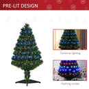 Christmas Time 3ft 90cm Green Fibre Optic Artificial Christmas Tree-Multi colour LED Lights