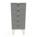 Breda Ready Assembled 5 Drawer Tallboy in Dusk Grey