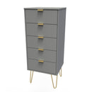 Breda Ready Assembled 5 Drawer Tallboy in Dusk Grey