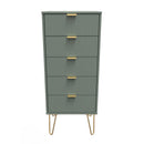 Breda Ready Assembled 5 Drawer Tallboy in Reed Green