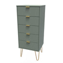 Breda Ready Assembled 5 Drawer Tallboy in Reed Green