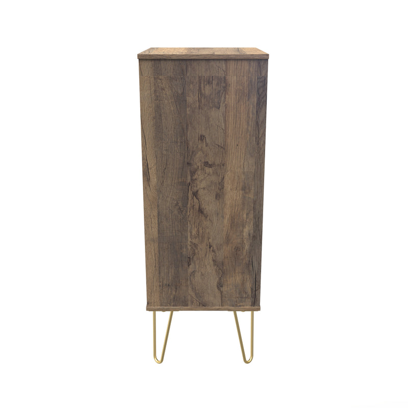 Breda Ready Assembled 5 Drawer Tallboy in White Matt & Vintage Oak