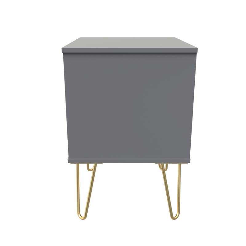 Breda Ready Assembled 2 Drawer Bedside Cabinet in Dusk Grey