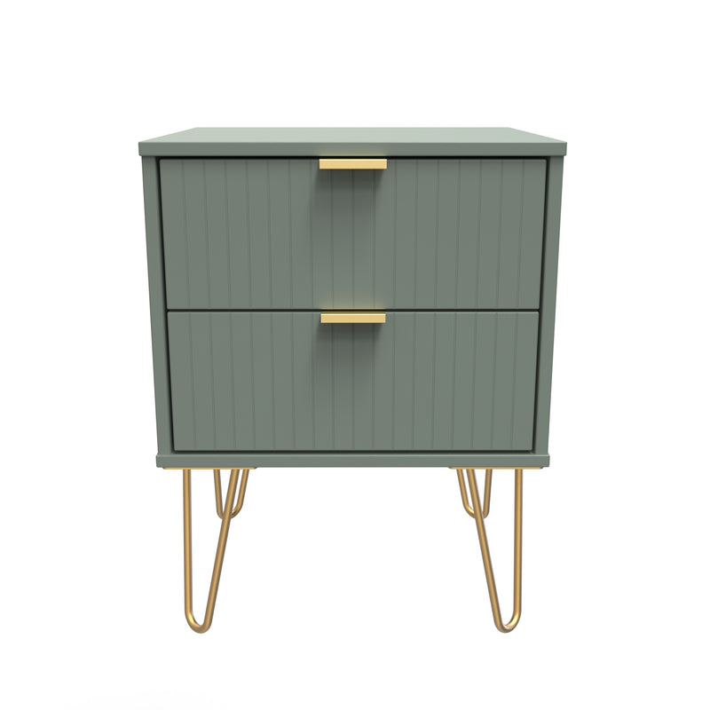 Breda Ready Assembled 2 Drawer Bedside Cabinet in Reed Green