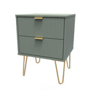 Breda Ready Assembled 2 Drawer Bedside Cabinet in Reed Green