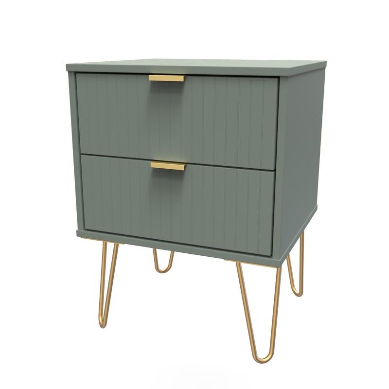 Breda Ready Assembled 2 Drawer Bedside Cabinet in Reed Green