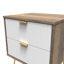 Breda Ready Assembled 2 Drawer Bedside Cabinet in White Matt & Vintage Oak