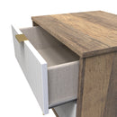 Breda Ready Assembled 2 Drawer Bedside Cabinet in White Matt & Vintage Oak