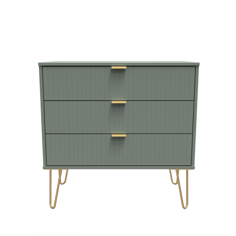 Breda Ready Assembled 3 Drawer Chest in Reed Green