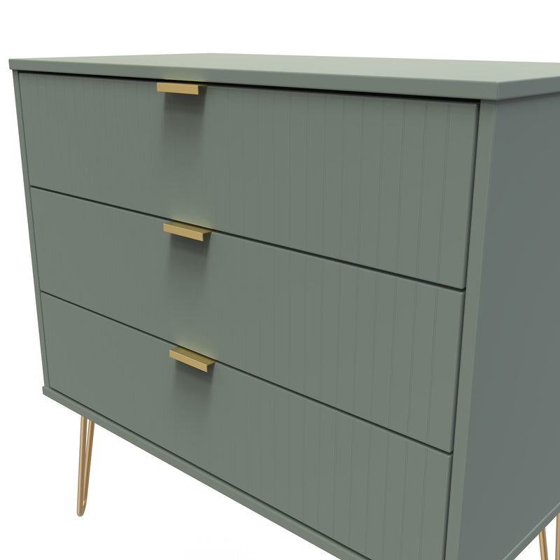 Breda Ready Assembled 3 Drawer Chest in Reed Green