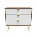 Breda Ready Assembled 3 Drawer Chest in White Matt & Vintage Oak