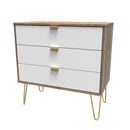Breda Ready Assembled 3 Drawer Chest in White Matt & Vintage Oak