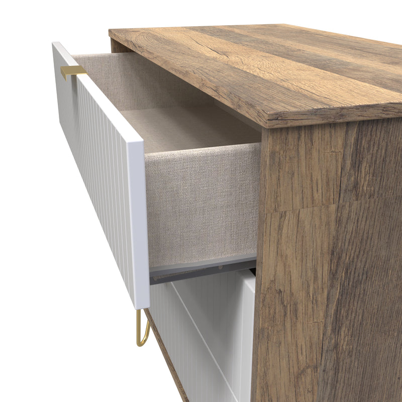 Breda Ready Assembled 3 Drawer Chest in White Matt & Vintage Oak