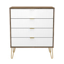 Breda Ready Assembled 4 Drawer Chest in White Matt & Vintage Oak