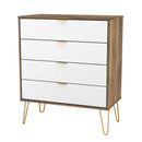 Breda Ready Assembled 4 Drawer Chest in White Matt & Vintage Oak