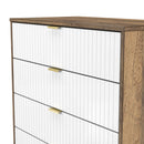 Breda Ready Assembled 4 Drawer Chest in White Matt & Vintage Oak