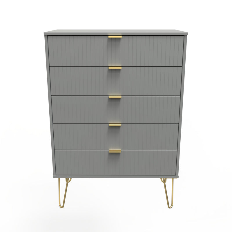 Breda Ready Assembled 5 Drawer Chest in Dusk Grey