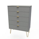 Breda Ready Assembled 5 Drawer Chest in Dusk Grey