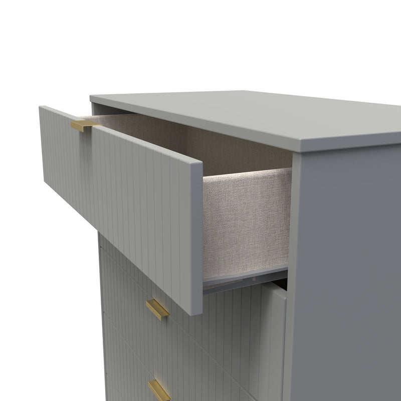 Breda Ready Assembled 5 Drawer Chest in Dusk Grey