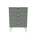Breda Ready Assembled 5 Drawer Chest in Reed Green