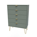 Breda Ready Assembled 5 Drawer Chest in Reed Green