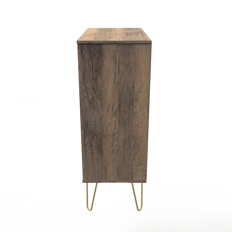 Breda Ready Assembled 5 Drawer Chest in White Matt & Vintage Oak