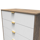 Breda Ready Assembled 5 Drawer Chest in White Matt & Vintage Oak